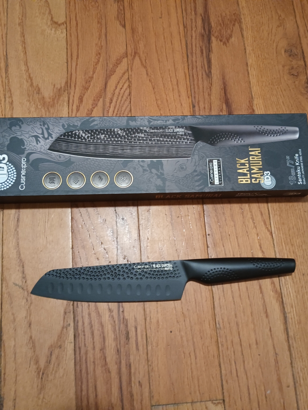 Black Santoku Knife - Black